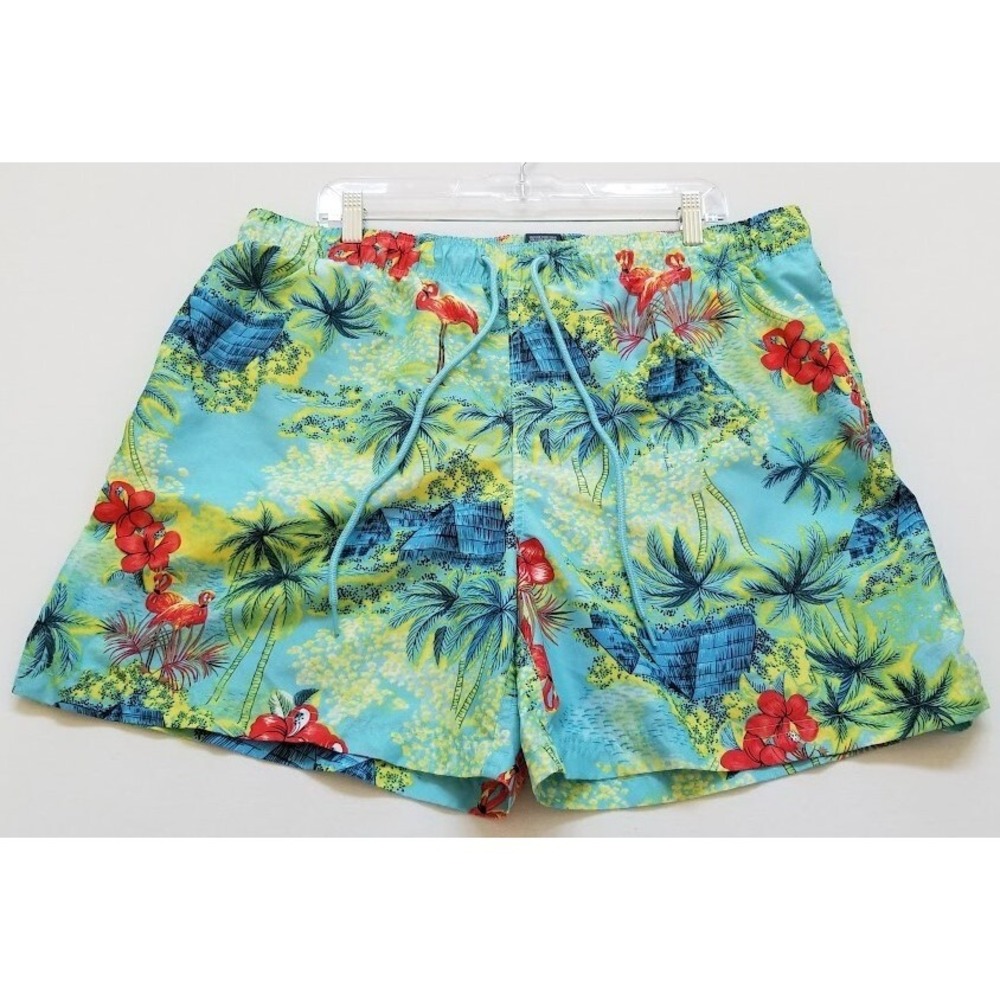 George Swimwear Shorts Men's Extra Large XL Floral Elastic Waist Pockets Lined